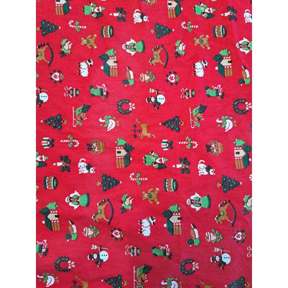 VTG VIP Cranston Print Works Cotton Christmas Fabric 4 Different Pieces FLAWS